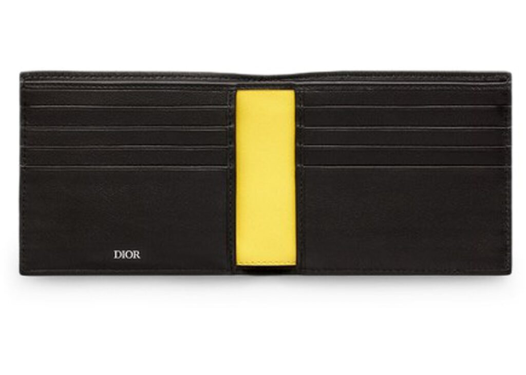 Dior x Kaws Bifold Wallet Yellow Bees Black
