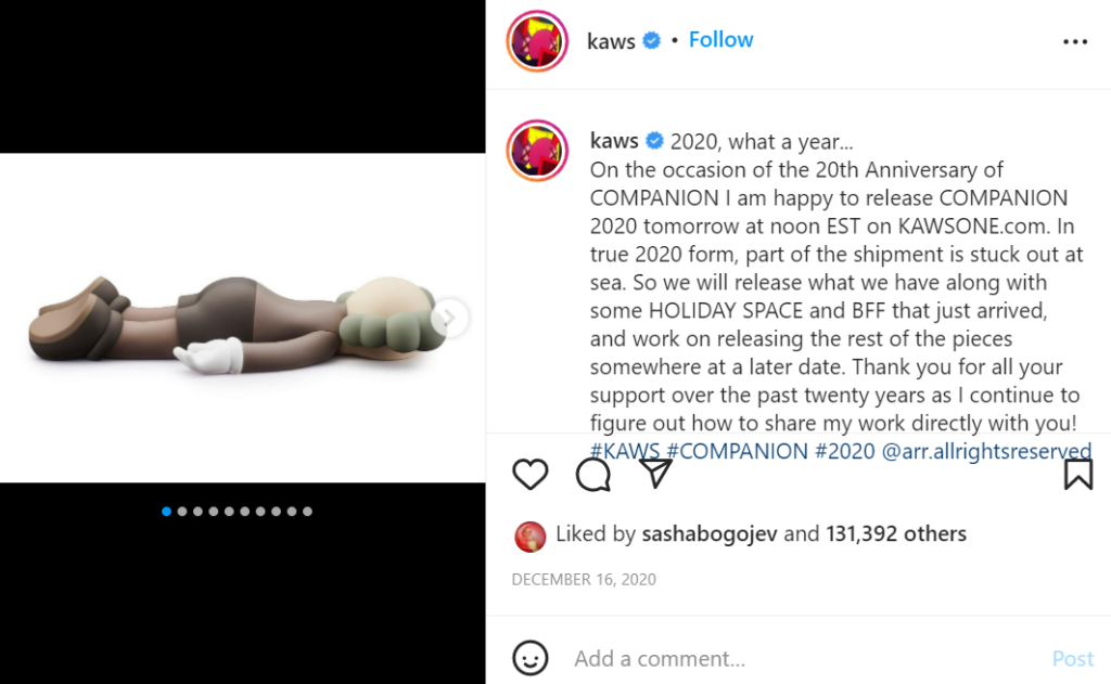 Kaws instagram when a new figure is announced
